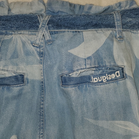 Desigual Denim Cargo Pants with Floral Print Small - Picture 3 of 10